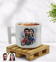 BK Gift Kişiye Özel Sevgililer Karikatürlü T Kulplu Beyaz Middle Kupa Bardak-97