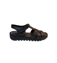 Neon AKM-008 Kadın Siyah Hakiki Deri Sandalet