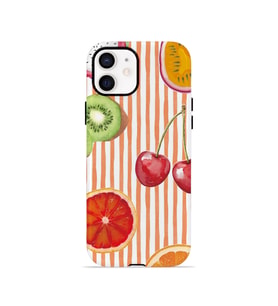 iPhone 12 Vorian Çift Katmanlı Kılıf Tutti Frutti Stripe