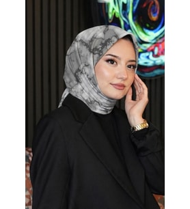 Mermer Desen Füme Soft Pamuk Eşarp (Standart)