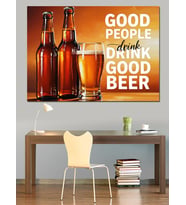 Bira Temalı Yazılı Poster Dekoratif Kanvas - Mdf Ahşap Tablo