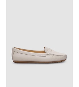 %100 Hakiki Deri Bej Kadın Loafer