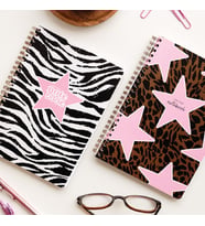 Kapak 2'li Set Noktalı Okul Defteri 80 yaprak, Ders Programlı Leopar Zebra Yıldız