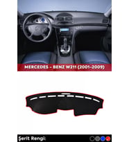 Mercedes - Benz W211 (2001-2009) 3d Torpido Koruma Kılıfı - Ön Göğüs Kaplama - Kırmızı Şerit