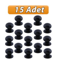 15 Adet Petunya Kulp Siyah Polimer Düğme Kulp Siyah Tablalı Mobilya Mutfak Dolabı Çekmece Kulbu Kulpları