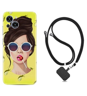 Reeder S23 Max Pro Kılıf Resimli Boyun Askılı İpli Desenli Silikon Lollipop Woman 1416
