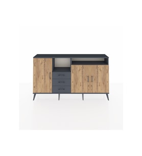 Arges Konsol 5 Raflı 3 Çekmeceli 3 Kapaklı 176x30x99 Antrasit-Çam/Antrasit
