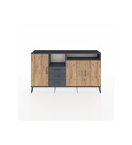 Arges Konsol 5 Raflı 3 Çekmeceli 3 Kapaklı 176x30x99 Antrasit-Çam/Antrasit