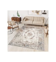 Rovigo Home Dijital Baskı Yıkanabilir Kaymaz Taban Salon Halısı RVG0345 (Bej)