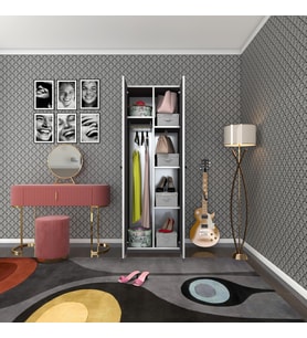 Kenzlife gardırop 2 kapılı kapaklı leylak gri 173*60*42 gardolap dolap ofis