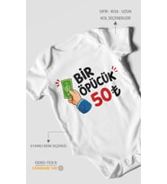 Bir Öpücük 50TL Kısa Kollu Bebek Body %100 Pamuk