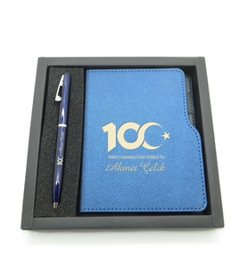 Yüzüncü Yıl (100. Yıl) Özel Set - Kalem + Mini Defter Usb Bellek Set - İsme Özel (Karışık)