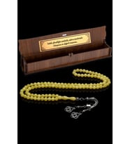 Hediyelik Tesbih, 6mm Namaz Tesbihi, Beyrut Damla Kehribarı Tespih, 99luk Tespih (Sarı)