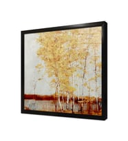 Tablosan Modern Sonbaharda Ağaçlar Çerçeveli Cam Tablo