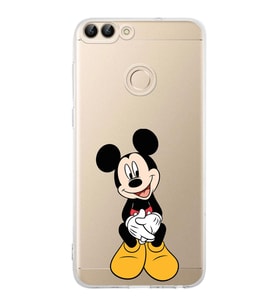 Huawei P Smart  Kamera korumalı Kapak Mickey Mouse Tasarımlı  Şeffaf Kılıf