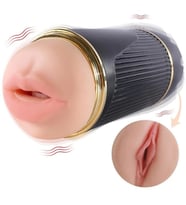 OdinsShop Çift Taraflı Fener Tipi Titreşimli Realistik Suni Vajinal ve Oral Mastürbatör - Kay