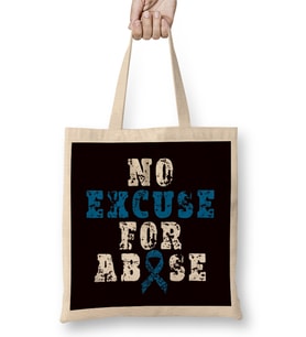 No For Child Abuse Excuse Prevention Month Blue Ribbon April Bez Çanta Uzun Saplı