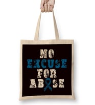 No For Child Abuse Excuse Prevention Month Blue Ribbon April Bez Çanta Uzun Saplı