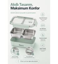 2 Bölmeli Termos Yemek Kabı, 850 ml Su Yeşili