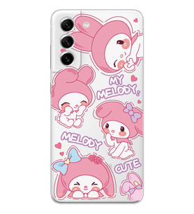 Samsung Galaxy S21 FE Uyumlu Melody Kuromi Desenli Şeffaf Telefon Kılıfı