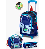 Coral High Kids Saks Mavi Astronot Desenli Çekçekli 3'lü Çanta Seti SET0123924