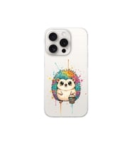 iPhone 15 Pro ile Uyumlu Splash Kirpi Tasarımlı Şeffaf Silikon Kılıf