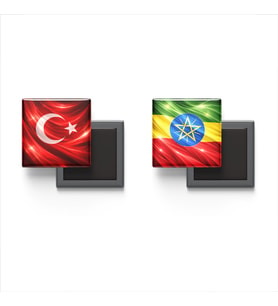 Buzdolap Magnetleri - Etiyopya Bayrağı ve Türk Bayrağı - 2'li Set Magneti