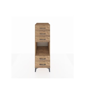 Kronos Dolap Tek Raflı 5 Çekmeceli 44x59x134 Çam-Çam