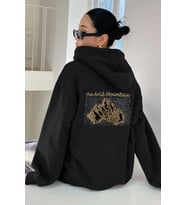 Unisex Oversize Arid Mountain Baskılı Sweatshirt (Siyah)