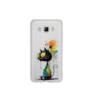 Samsung Galaxy J5 2016 ile Uyumlu Splash Kedi Tasarımlı Şeffaf Silikon Kılıf