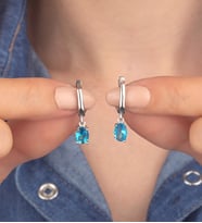 925 Ayar Gümüş Aquamarine Taşlı Sallantılı Küpe