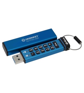 Kingston IKKP200-64GB 64GB IronKey Keypad 200, FIPS 140-3 Lvl 3 (Pending) Flash Bellek