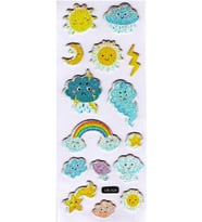Sticker Kabartmalı Sticker Defter Planlayıcı Etiket (cb526) 16x7 cm- Yağmur Güneş Yıldırım