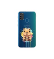 Samsung Galaxy M30S ile Uyumlu Splash Kapibara Tasarımlı Şeffaf Silikon Kılıf