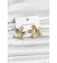 316L Çelik Gold Renk Lotus Çiçeği Model Kadın Küpe