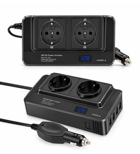 200W Araç Güç İnvertörü – 12V’den 220V’a Dönüştürücü, Çift Priz, 4 USB, Dijital Ekran ve Hızlı Şarj