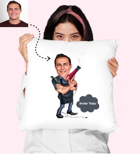 Kuaför Berber Özel Karikatürlü Kişiye Özel Yastık