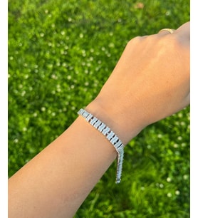 14K Gümüş Renkli Dizilimli Taşlı Bileklik