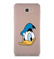 Samsung Galaxy J7 Prime Soft Premier Kapak Donald Duck-B Tasarımlı Silikon Kılıf - Pudra (Şeffaf)