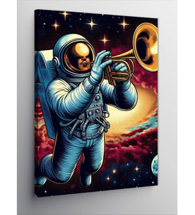 Kanvas Tablo Trompetli Astronot
