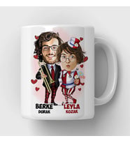 Kişiye Özel Neşeli Çiftler Karikatürlü Kupa Bardak