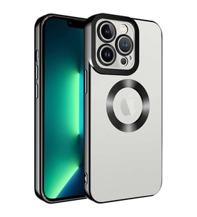 Coverzone Apple iPhone 11 Pro ile uyumlu K?l?f Kamera Korumal? Logo G�steren Parlak renk kenar �izgileri ile ??k bir tasar?m Colored Z-Omega Kapak Siyah