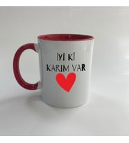 İyi Ki Karım Var Baskılı Kırmızı Mega Sevgililer Günü Kupası