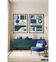 Modern Geometrik Sanat 2'li Ahşap Çerçeveli Tablo Seti