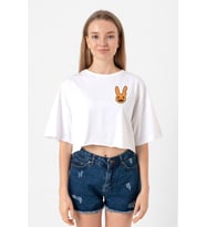 Bad Bunny Halloween Beyaz Kadın Crop Tshirt