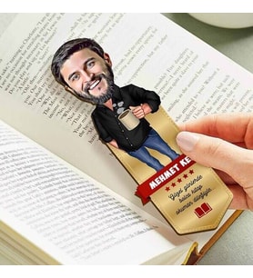 Erkeğe Hediye Kahve Keyfi Karikatürlü Kitap Ayracı