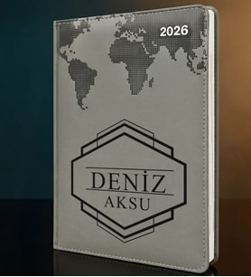 BK Gift Kişiye Özel İsimli Termo Sert Kapak 2026 Gri Ajanda -4, Öğretmenler Günü Hediyesi, Yeni İş Hediyesi