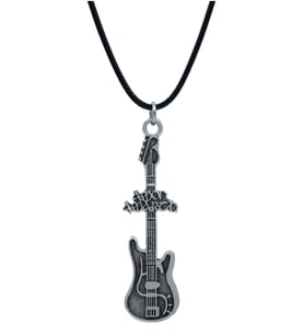 Amon Amarth Elektro Gitar Deri ip Kolye - Gümüş Kaplama - Kadın Erkek Kolye - No:1047