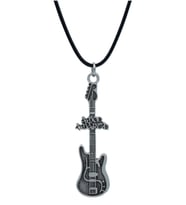 Amon Amarth Elektro Gitar Deri ip Kolye - Gümüş Kaplama - Kadın Erkek Kolye - No:1047
