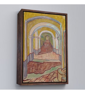 Çerçeveli Vincent van Gogh - Akıl Hastanesi Koridor Girişi Tablo - Corridor in the Asylum (Beyaz)